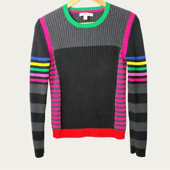 Tommy Hilfiger Other - Tommy Hilfiger Japan Sweater L, Stripe Rings, rib knit, Y2K Shrunken Logo, 2000s